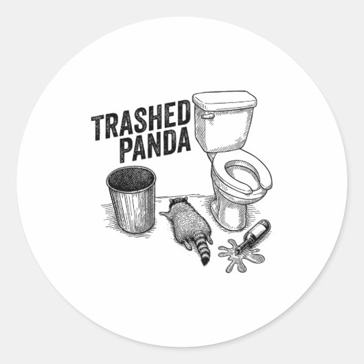 Trashed Panda, Funny Drunk Raccoon, Trash Panda Hu Ronde Sticker (Voorkant)