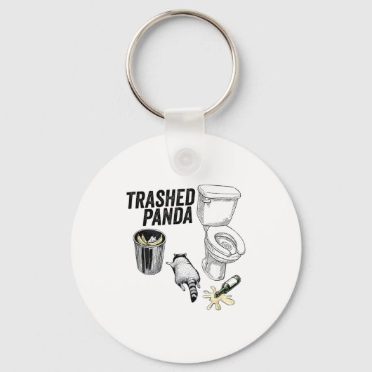 Trashed Panda, Funny Drunk Raccoon, Trash Panda Hu Sleutelhanger (Voorkant)