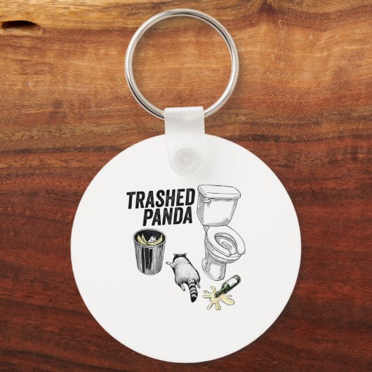 Trashed Panda, Funny Drunk Raccoon, Trash Panda Hu Sleutelhanger (Voorkant)