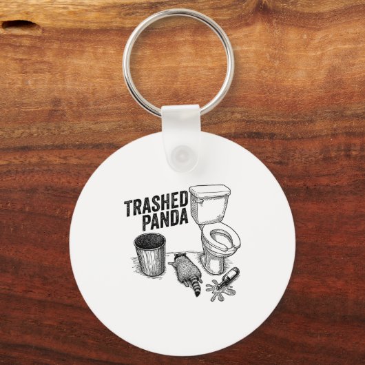 Trashed Panda, Funny Drunk Raccoon, Trash Panda Hu Sleutelhanger (Voorkant)