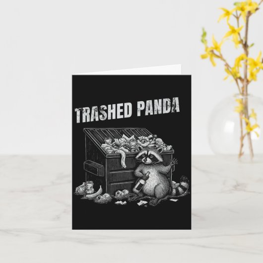 Trashed Panda Funny Drunk Racoon Cool Animals Grap Kaart (Gele Bloem)