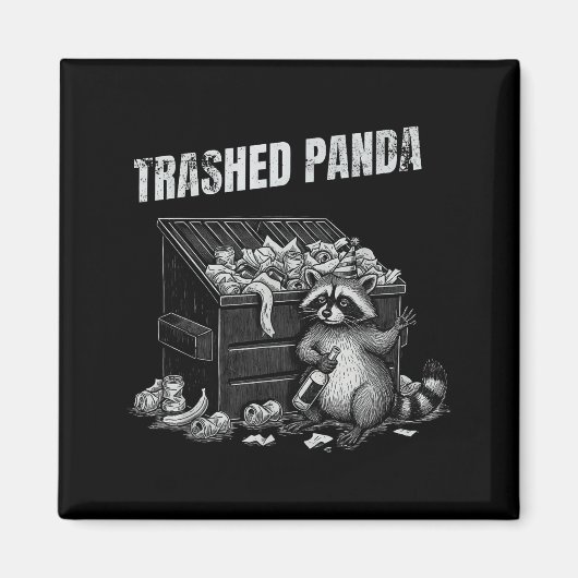 Trashed Panda Funny Drunk Racoon Cool Animals Grap Magneet (Voorkant)