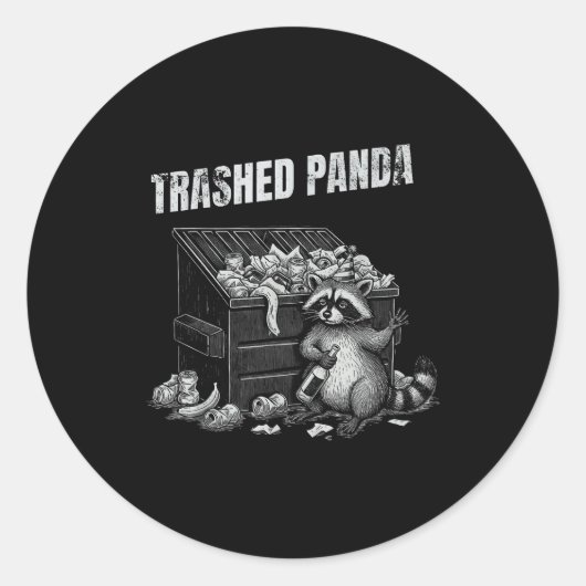 Trashed Panda Funny Drunk Racoon Cool Animals Grap Ronde Sticker (Voorkant)