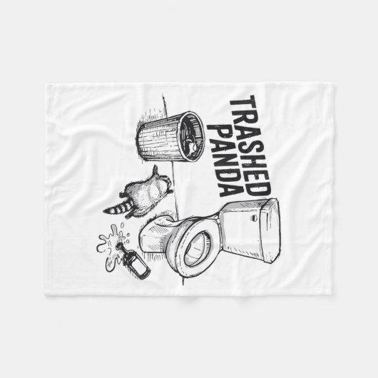 Trashed Panda Funny Drunk Racoon  Fleece Deken (Voorkant (Horizontaal))