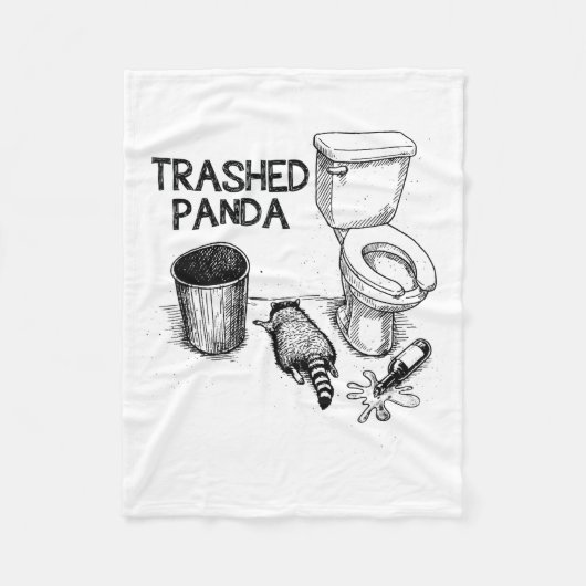 Trashed Panda Funny Drunk Racoon  Fleece Deken (Voorkant)