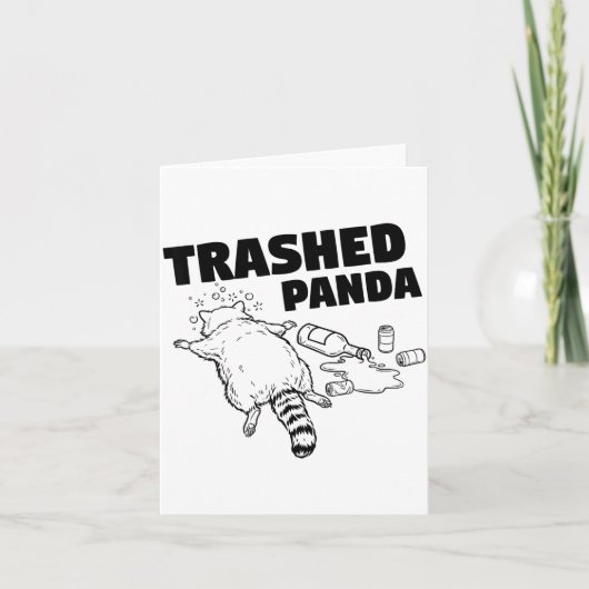 Trashed Panda Funny Drunk Racoon Kaart (Voorkant)
