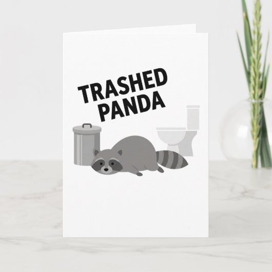 Trashed Panda Funny Drunk Racoon Kaart (Voorkant)