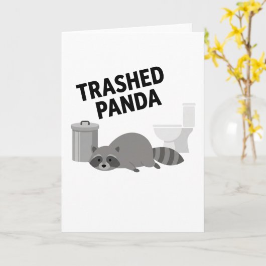 Trashed Panda Funny Drunk Racoon Kaart (Gele Bloem)