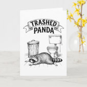 Trashed Panda Funny Drunk Racoon Kaart (Gele Bloem)