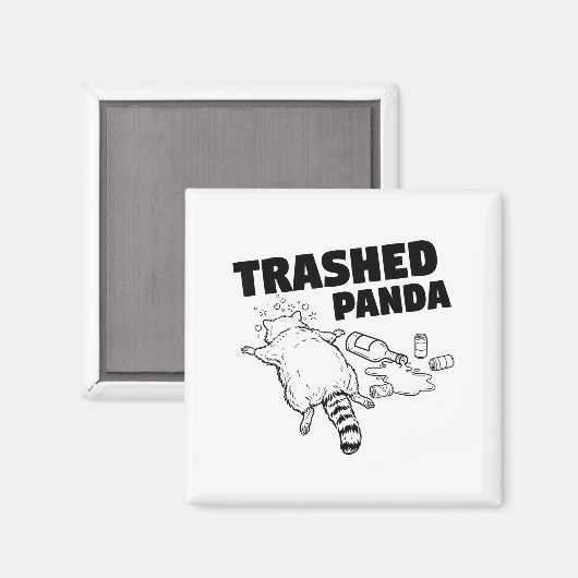 Trashed Panda Funny Drunk Racoon  Magneet (Voorkant / Achterkant)