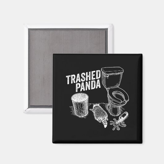 Trashed Panda Funny Drunk Racoon  Magneet (Voorkant / Achterkant)