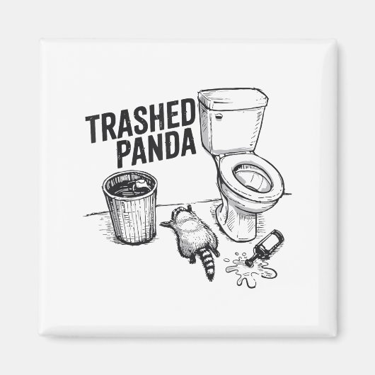 Trashed Panda Funny Drunk Racoon  Magneet (Voorkant)