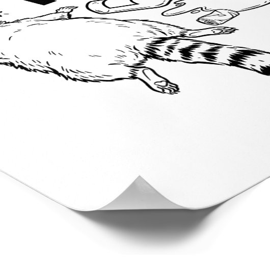 Trashed Panda Funny Drunk Racoon  Poster (Hoek)