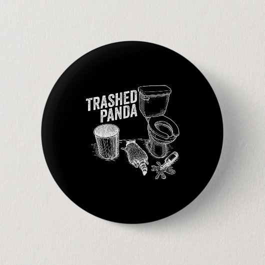 Trashed Panda Funny Drunk Racoon Ronde Button 5,7 Cm (Voorkant)