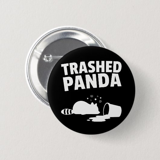 Trashed Panda Funny Drunk Racoon Ronde Button 5,7 Cm (Voorkant /achterkant)