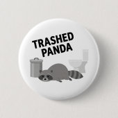 Trashed Panda Funny Drunk Racoon Ronde Button 5,7 Cm (Voorkant)