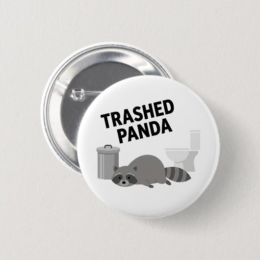 Trashed Panda Funny Drunk Racoon Ronde Button 5,7 Cm (Voorkant /achterkant)