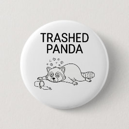 Trashed Panda Funny Drunk Racoon Ronde Button 5,7 Cm
