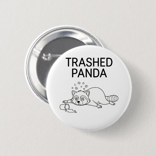 Trashed Panda Funny Drunk Racoon Ronde Button 5,7 Cm (Voorkant /achterkant)
