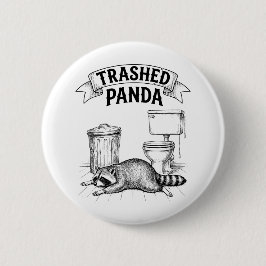 Trashed Panda Funny Drunk Racoon Ronde Button 5,7 Cm