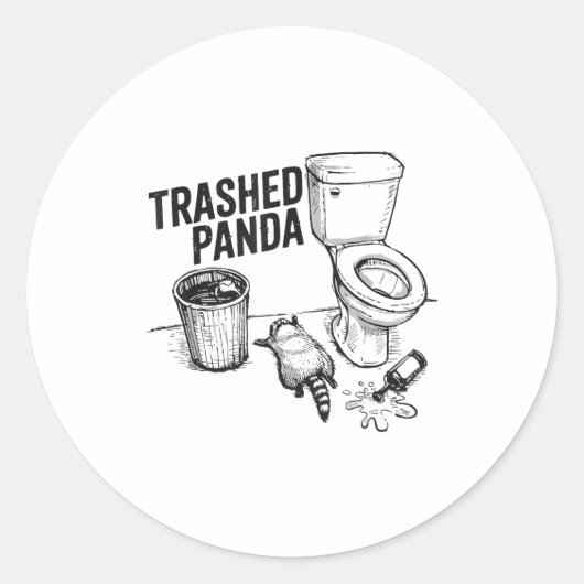 Trashed Panda Funny Drunk Racoon  Ronde Sticker (Voorkant)