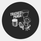 Trashed Panda Funny Drunk Racoon Ronde Sticker (Voorkant)