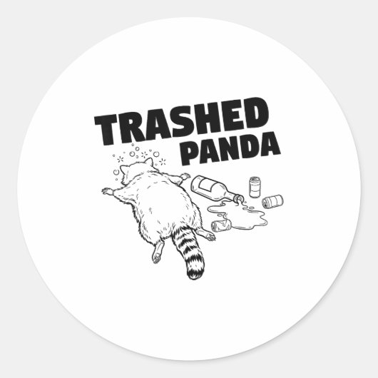 Trashed Panda Funny Drunk Racoon  Ronde Sticker (Voorkant)