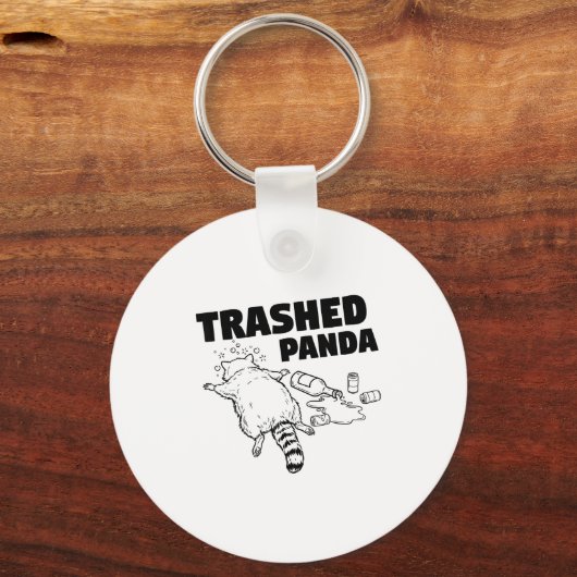 Trashed Panda Funny Drunk Racoon Sleutelhanger (Voorkant)