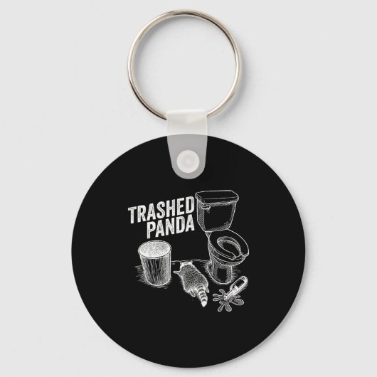 Trashed Panda Funny Drunk Racoon Sleutelhanger (Voorkant)