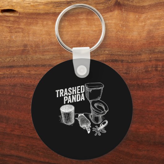 Trashed Panda Funny Drunk Racoon Sleutelhanger (Voorkant)