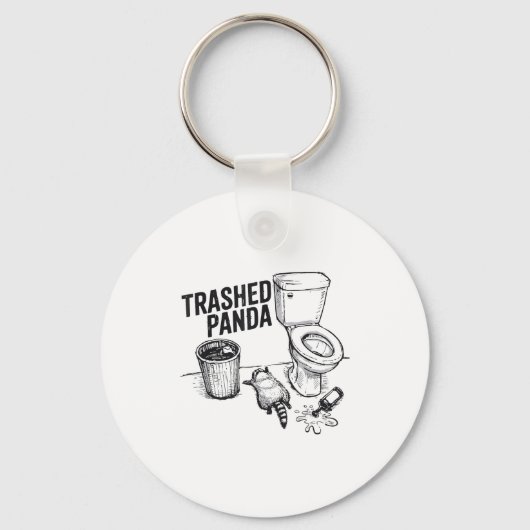 Trashed Panda Funny Drunk Racoon Sleutelhanger (Voorkant)