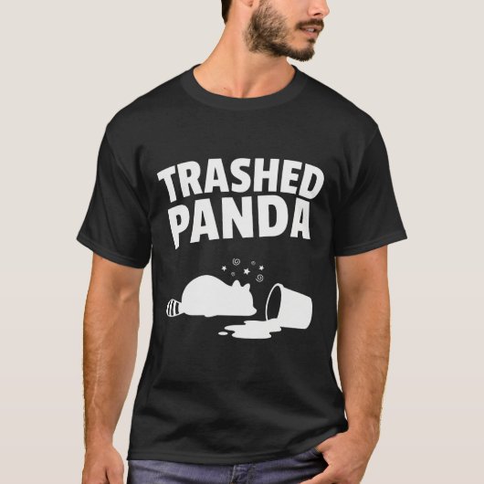 Trashed Panda Funny Drunk Racoon T-shirt (Voorkant)