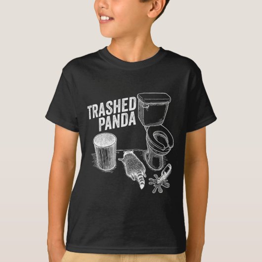 Trashed Panda Funny Drunk Racoon  T-shirt (Voorkant)