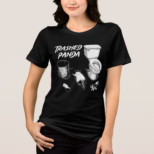 Trashed Panda Funny Drunk Racoon Tri-Blend Shirt (Voorkant)