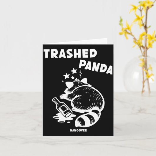 Trashed Panda Hangover Social Media Crazy Drunk Ra Kaart (Gele Bloem)