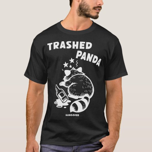 Trashed Panda Hangover Social Media Crazy Drunk Ra T-shirt (Voorkant)