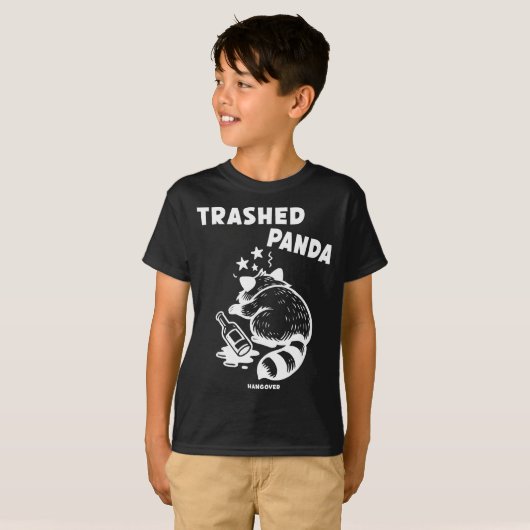 Trashed Panda Hangover Social Media Crazy Drunk Ra T-shirt (Voorkant volledig)