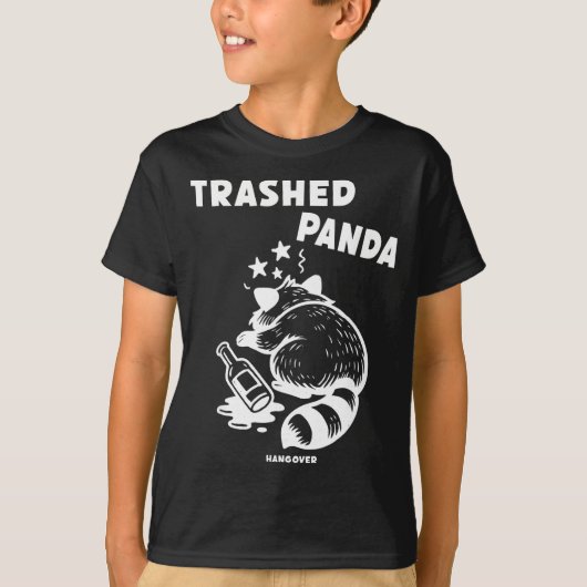 Trashed Panda Hangover Social Media Crazy Drunk Ra T-shirt (Voorkant)
