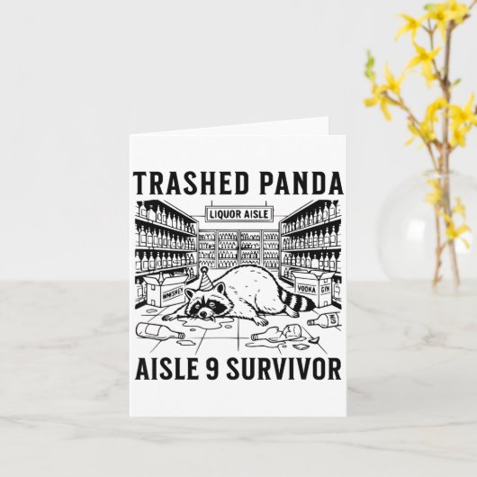 Trashed Panda Liquore Funny Hangover Crazy Drunk R Kaart (Gele Bloem)