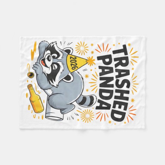 Trashed Panda New Year 2026 Funny Drunk Raccoon  Fleece Deken (Voorkant (Horizontaal))