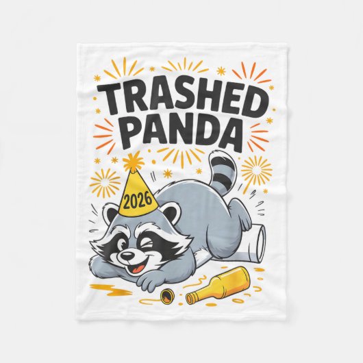 Trashed Panda New Year 2026 Funny Drunk Raccoon  Fleece Deken (Voorkant)