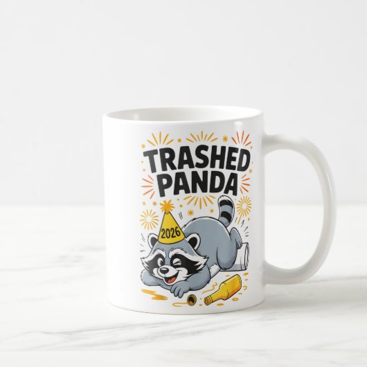 Trashed Panda New Year 2026 Funny Drunk Raccoon  Koffiemok (Rechts)