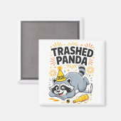 Trashed Panda New Year 2026 Funny Drunk Raccoon  Magneet (Voorkant / Achterkant)