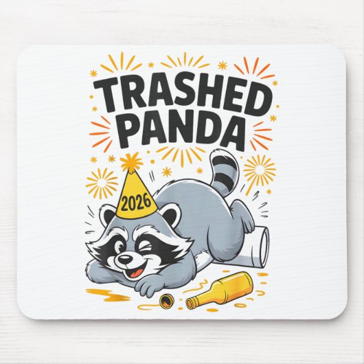 Trashed Panda New Year 2026 Funny Drunk Raccoon  Muismat (Voorkant)