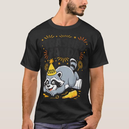 Trashed Panda New Year 2026 Funny Drunk Raccoon  T-shirt (Voorkant)