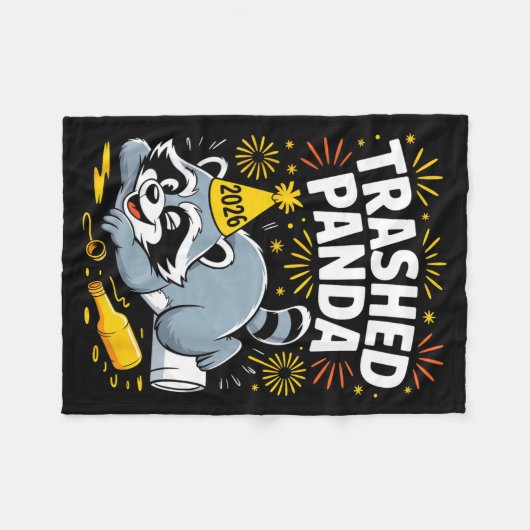 Trashed Panda New Year 2026 Funny Raccoon Design  Fleece Deken (Voorkant (Horizontaal))
