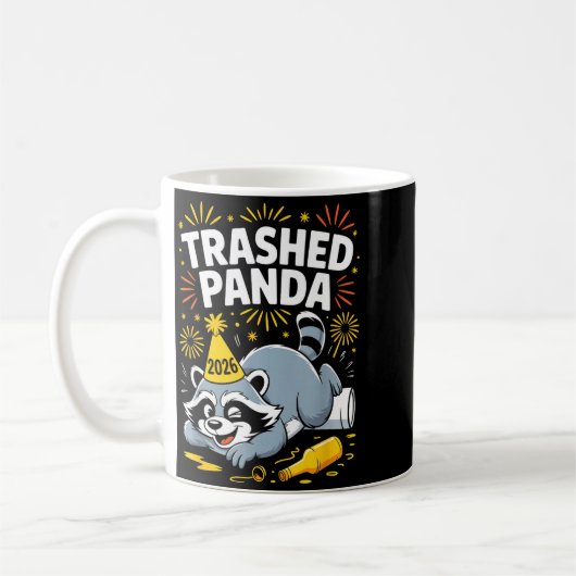 Trashed Panda New Year 2026 Funny Raccoon Design  Koffiemok (Links)