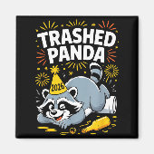 Trashed Panda New Year 2026 Funny Raccoon Design Magneet (Voorkant)