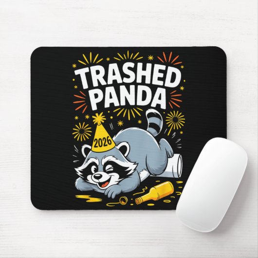 Trashed Panda New Year 2026 Funny Raccoon Design  Muismat (Met muis)