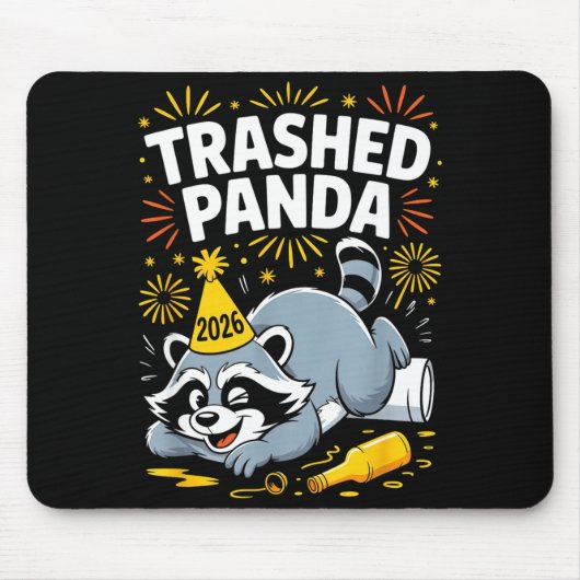 Trashed Panda New Year 2026 Funny Raccoon Design  Muismat (Voorkant)